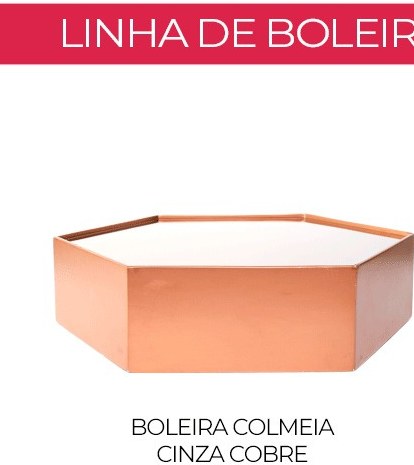 Boleira Colmeia Cinza Cobre — Vintage & Cool locação